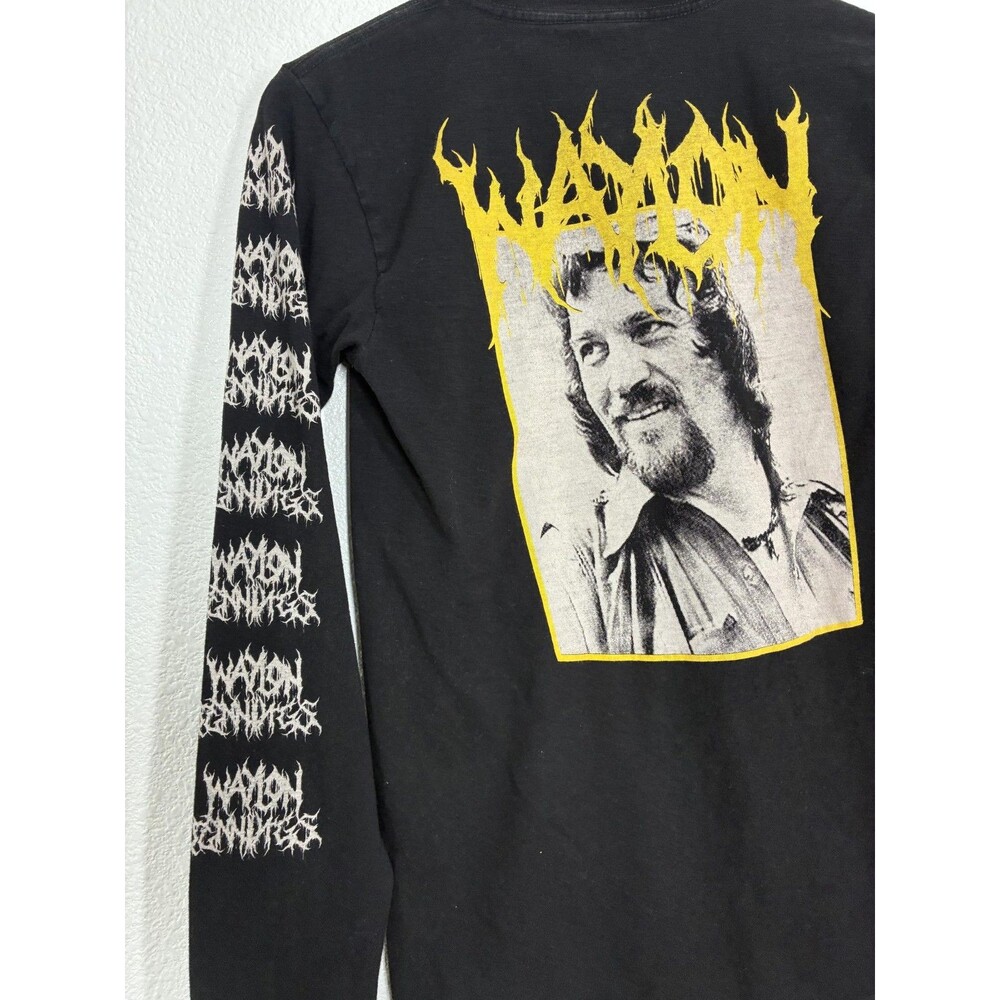 Waylon Jennings Shirt Mens XS Black Long Sleeve Graphic Tee Tultex Country Music - Picture 12 of 13
